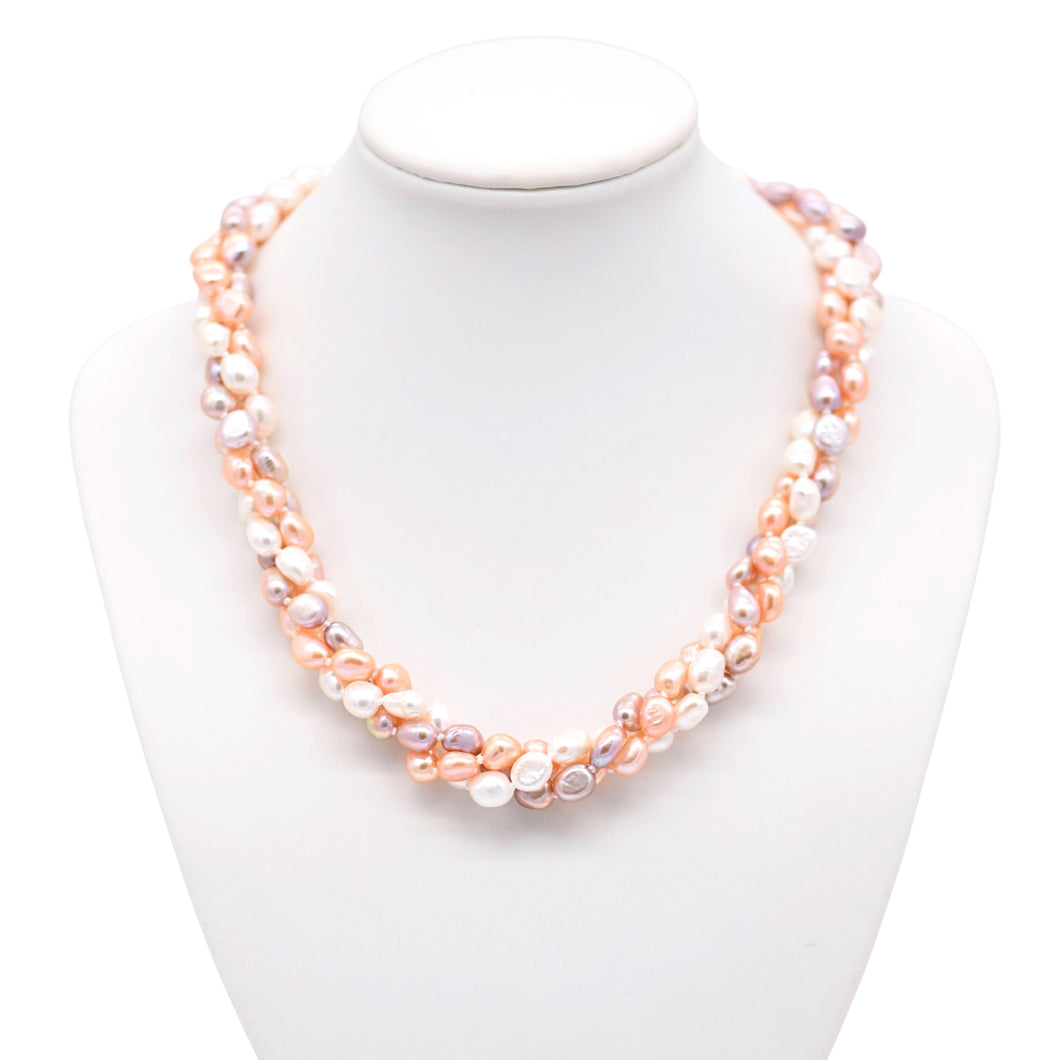 3 Strands Tri-Color Baroque Torso - 18 inch (Fully Knotted)