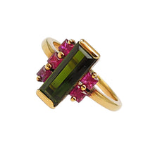 Load image into Gallery viewer, Tourmaline &amp; Ruby Gold Ring