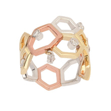 Load image into Gallery viewer, Honeycomb 3-Tone Ring