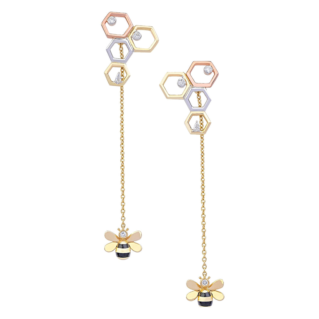 HoneyComb 3 Tone Earrings